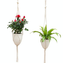 2 PCS Handmade Hemp Rope Hanging Plastic Water Storage Flowerpot, Size: D05 Caliber 13.8cm