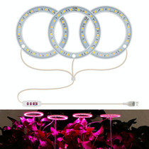 LED Plant Growth Lamp Full Spectroscopy Intelligent Timing Indoor Fill Light Ring Plant Lamp, Power: Three Head(Pink Light)