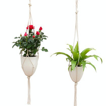 2 PCS Handmade Hemp Rope Hanging Plastic Water Storage Flowerpot, Size: D09 Caliber 18.3cm