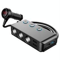Car Cigarette Lighter Car Charger 3USB Port +1 QC3.0 + 3 Cigarette Lighter Ports + Back Clip Design + LED Display(HC67A)