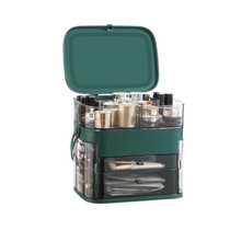 1003 Cosmetic Storage Box Desktop Dust-Proof Skin Care Products Large-Capacity Rack, Specification: Normal Style (Peacock Green)