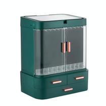 Dust-Proof Drawer Type Cosmetic Storage Box Household Large-Capacity Desktop Lipstick Storage Box, Colour: LED  Model Green