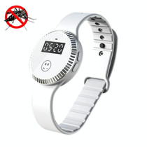 Q10 Outdoor Waterproof Silicone Smart Time Ultrasonic Mosquito Repellent Bracelet(White)