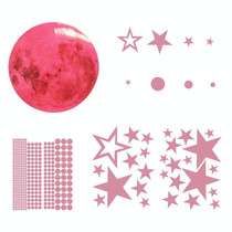 2 Packs AFG3303 Home Decoration Luminous Stars Moon PVC Stickers, Specification: 435PCS+30cm Moon (Pink)