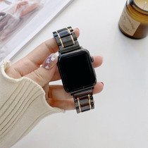Five Beads Ceramic Steel Watch Band For Apple Watch Series 9&8&7 41mm / SE 3&SE 2&6&SE&5&4 40mm / 3&2&1 38mm(Black + Rose Gold)
