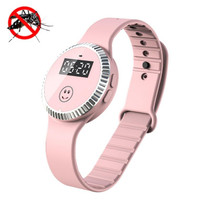 Q10 Outdoor Waterproof Silicone Smart Time Ultrasonic Mosquito Repellent Bracelet(Pink)
