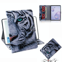 For Samsung Galaxy Tab A8.4 (2020) Colored Drawing Pattern Horizontal Flip PU Leather Case with Holder & Card Slots & Wallet(Tiger)
