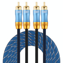 EMK 2 x RCA Male to 2 x RCA Male Gold Plated Connector Nylon Braid Coaxial Audio Cable for TV / Amplifier / Home Theater / DVD, Cable Length:3m(Dark Blue)