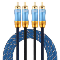 EMK 2 x RCA Male to 2 x RCA Male Gold Plated Connector Nylon Braid Coaxial Audio Cable for TV / Amplifier / Home Theater / DVD, Cable Length:1.5m(Dark Blue)