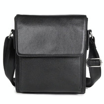 Vintage Crazy Horse Leather Men Shoulder Bag Messenger Bag(Black)