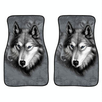 2 in 1 Universal Printing Auto Car Floor Mats Set, Style:Grey Wolf