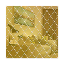 Rhombus Stitching Background Acrylic Mirror Decorative Stickers, Specification: Golden Medium