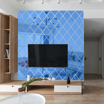 Rhombus Stitching Background Acrylic Mirror Decorative Stickers, Specification: Blue Medium