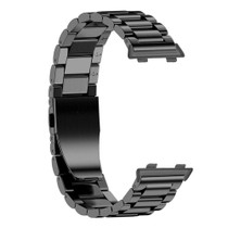 For OPPO Watch 46mm Three-beads Steel Watch Band(Black)
