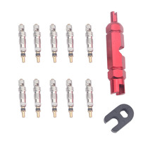 A5586 10 PCS Bicycle French Valve Core with Red Disassembly Tool