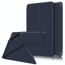 For Amazon Kindle Fire HD 10 / 10 Plus 2021 Multi-folding Horizontal Flip PU Leather Shockproof Case with Holder(Dark Blue)
