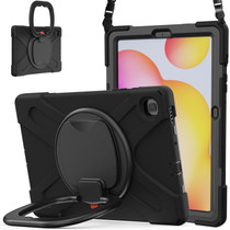 For Samsung Galaxy Tab S6 Lite P610 Silicone + PC Protective Case with Holder & Shoulder Strap(Black)