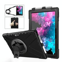 For Microsoft Surface Pro 4 / 5 Shockproof Colorful Silicone + PC Protective Case with Holder & Hand Strap & Pen Slot(Black)