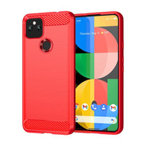 For Google Pixel 5a Brushed Texture Carbon Fiber TPU Case(Red)