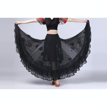 Sequin Flower Swing Modern Dance Skirt (Color:Black Size:Free Size)