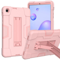 For Samsung Galaxy Tab A 8.4 (2020) T307 Contrast Color Robot Shockproof Silicon + PC Protective Case with Holder(Rose Gold)