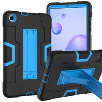 For Samsung Galaxy Tab A 8.4 (2020) T307 Contrast Color Robot Shockproof Silicon + PC Protective Case with Holder(Black + Blue)