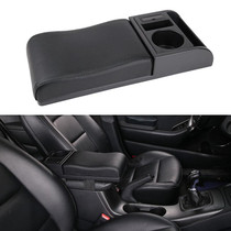 Car Multi-functional Dual USB Armrest Box Booster Pad, Microfiber Leather Curved Type (Black)