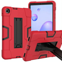 For Samsung Galaxy Tab A 8.4 (2020) T307 Contrast Color Robot Shockproof Silicon + PC Protective Case with Holder(Red + Black)