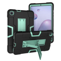 For Samsung Galaxy Tab A 8.4 (2020) T307 Contrast Color Robot Shockproof Silicon + PC Protective Case with Holder(Black + Mint Green)