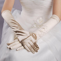 Bride Gloves Satin Long Vintage Travel Sunscreen Dress Wedding Gloves(Champagne)