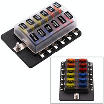 1 in 12 Out Fuse Box PC Terminal Block Fuse Holder Kits with LED Warning Indicator for Auto Car Truck Boat