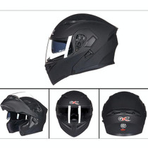 GXT Motorcycle ABS Shell Anti-fog  Double-len Inner Sun Visor Safety Helmet, Size: M(Matte Black)