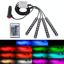 4 in 1 4.5W 36 SMD-5050-LEDs RGB Car Interior Floor Decoration Atmosphere Colorful Neon Light Lamp with Wireless Remote Control, DC 12V