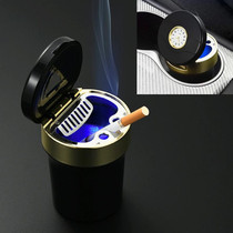 Multi-function Portable Creative LED Car Cigarette Ash Tray Ashtray with Clock(Gold)