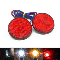 2 PCS Motorcycle Trailer Truck DC 12-15V Wired 24-LED Indicator Lamp Reflector Round Marker Tail Light, Light Color:Red (Steady + Flash Lighting)(Red)