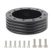 Car Hub for 6-Hole to 3-Hole Steering Wheel Adapter Boss Kit Steering Wheel Spacer Bolts (Black)