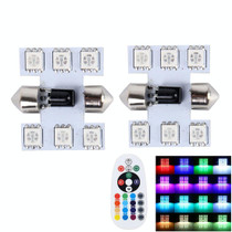 2 PCS Colorful 31MM Bicuspid Remote Control Car Dome Lamp LED Reading Light with 6 LED Lights