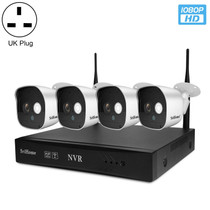 SriHome NVS002 1080P 4-Channel NVR Kit Wireless Security Camera System, Support Humanoid Detection / Motion Detection / Night Vision, UK Plug