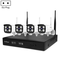 SriHome NVS001 1080P 4-Channel NVR Kit Wireless Security Camera System, Support Humanoid Detection / Motion Detection / Two Way Audio / Night Vision, EU Plug