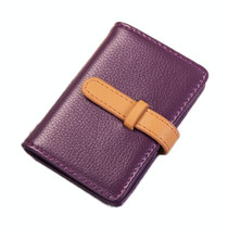 2 PCS PU Leather Credit Card Bag Portable Business Card Case(Purple)