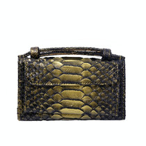 Ladies Snake Texture Print Clutch Bag Long Crossbody Bag With Chain(4# Dark Gold)