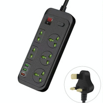 T17 3000W High-power 24-hour Smart Timing Socket QC3.0 USB Fast Charging Power Strip Socket , Cable Length: 2m, UK Plug(Black)