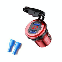 Aluminum Alloy Double QC3.0 Fast Charge With Button Switch Car USB Charger Waterproof Car Charger Specification: Red Shell Red Light With Terminal