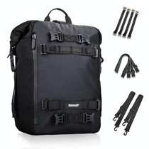 Rhinowalk Multi-Function Motorcycle Rear Seat Bag Combination Rear Shelf Pannier, Colour: Black 20L