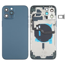 Battery Back Cover (with Side Keys & Card Tray & Power + Volume Flex Cable & Wireless Charging Module) for iPhone 12 Pro Max(Blue)