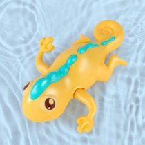 3 PCS Bathroom Playing Toys Baby Bathing Water Dolls On The Chain Swimming Bears And Lizards For Children(Yellow Lizard)
