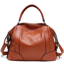 2P1006 Ladies Single-Shoulder Leather Messenger Bag, Colour: Brown (L)