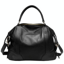 2P1006 Ladies Single-Shoulder Leather Messenger Bag, Colour: Black (L)