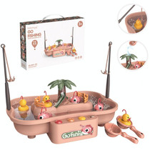 Play House Children Educational Electric Cycle Rotating Fishing Station Summer Water Game Toy Set, Colour: Pink 3 Fish 3 Duck