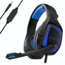 SADES MH602 3.5mm Plug Wire-controlled E-sports Gaming Headset with Retractable Microphone, Cable Length: 2.2m(Black Blue)